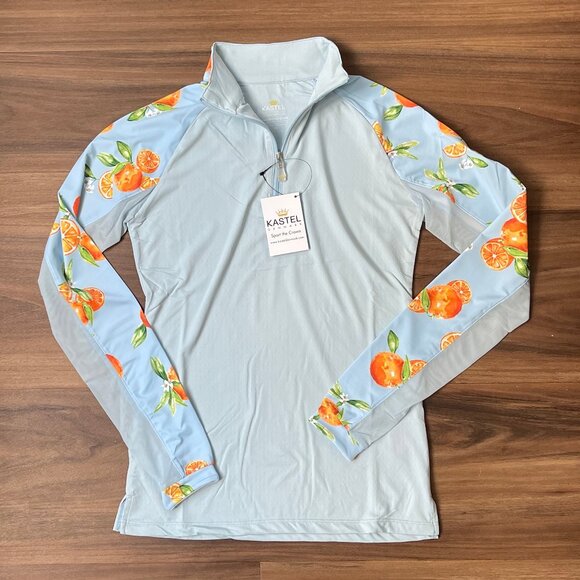 Kastel Denmark Women's Longsleeve Sun Shirt - Blue Orange Print - XS - Picture 1 of 4